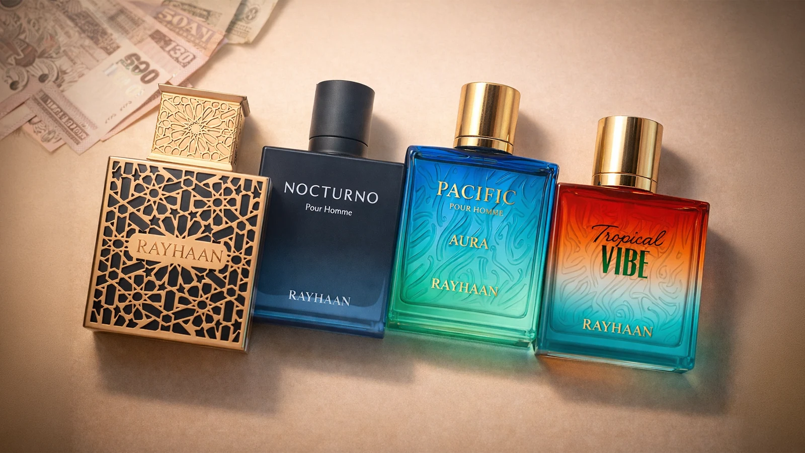 Rayhaan perfume price in Bangladesh cover image showing Rayhaan fragrance bottles